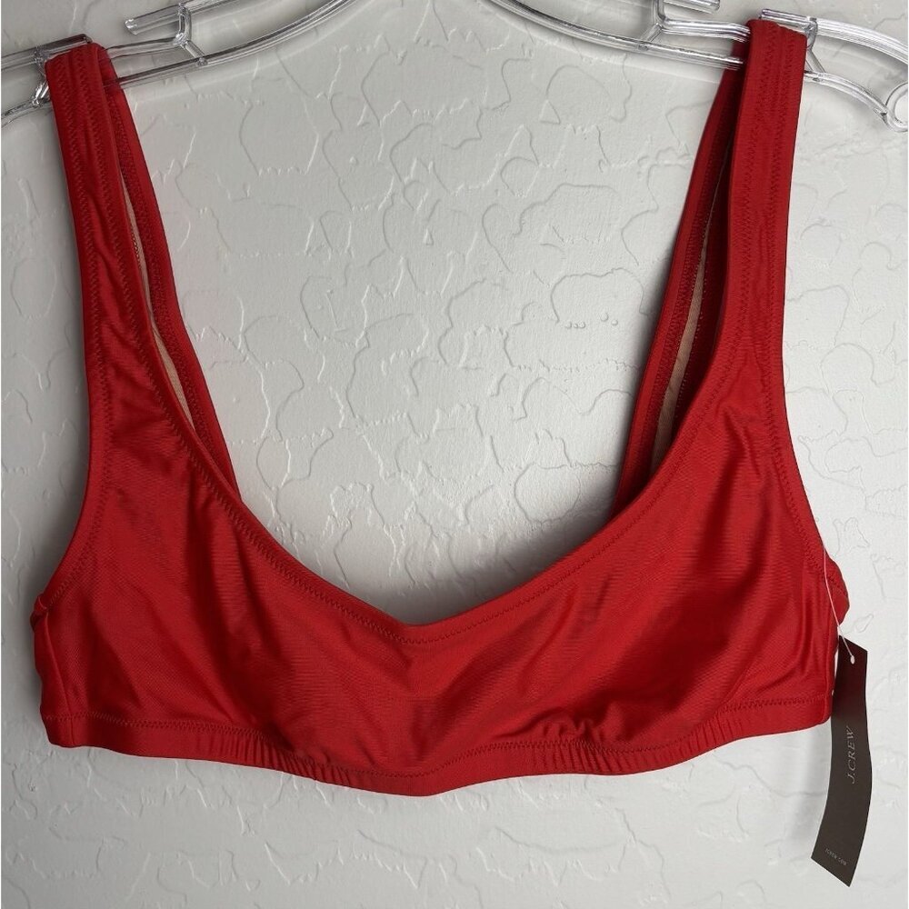 NEW J. Crew‎ Heritage Scoopneck Bikini Swim Top Women S Burnt Orange Beach 1447